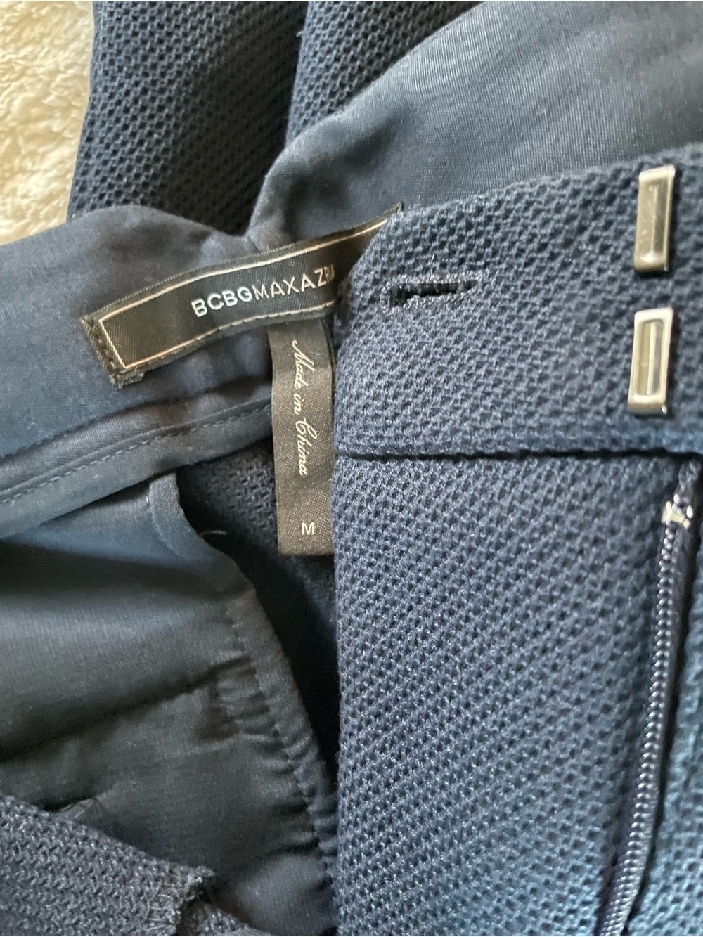 BCBGMaxAzria Men's Navy Textured Dress Pants - Picture 3 of 4